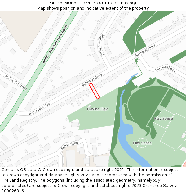 54, BALMORAL DRIVE, SOUTHPORT, PR9 8QE: Location map and indicative extent of plot