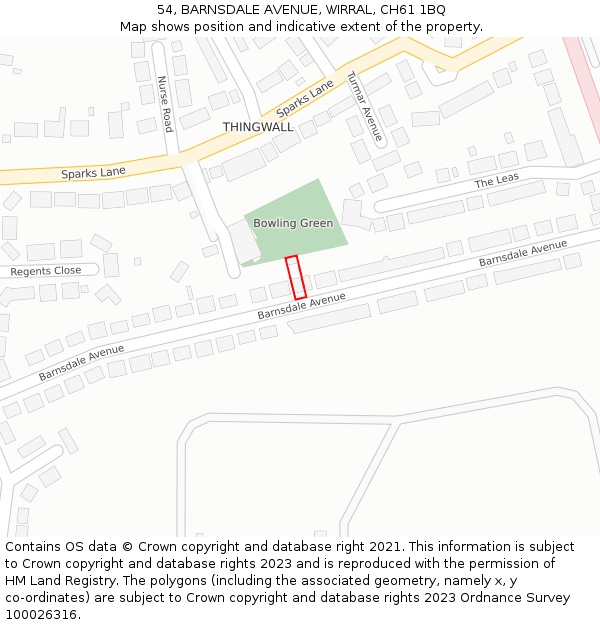 54, BARNSDALE AVENUE, WIRRAL, CH61 1BQ: Location map and indicative extent of plot