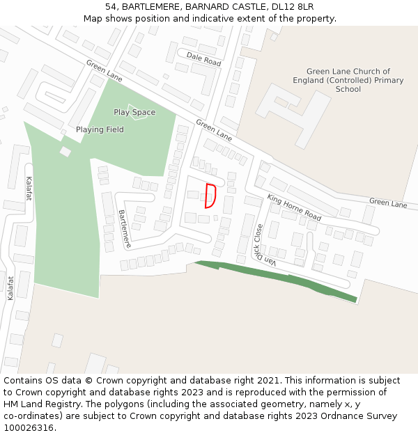 54, BARTLEMERE, BARNARD CASTLE, DL12 8LR: Location map and indicative extent of plot