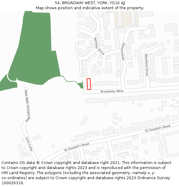 54, BROADWAY WEST, YORK, YO10 4JJ: Location map and indicative extent of plot