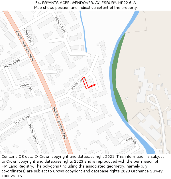 54, BRYANTS ACRE, WENDOVER, AYLESBURY, HP22 6LA: Location map and indicative extent of plot