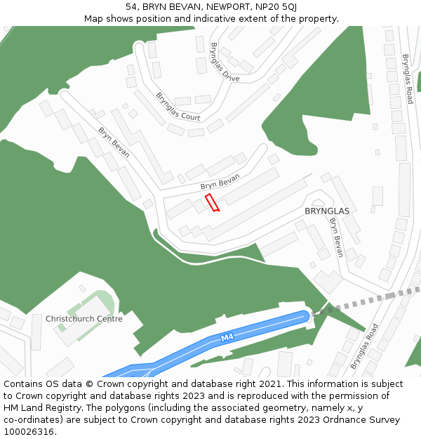 54, BRYN BEVAN, NEWPORT, NP20 5QJ: Location map and indicative extent of plot