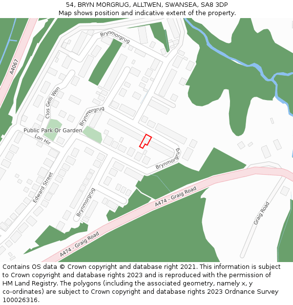 54, BRYN MORGRUG, ALLTWEN, SWANSEA, SA8 3DP: Location map and indicative extent of plot