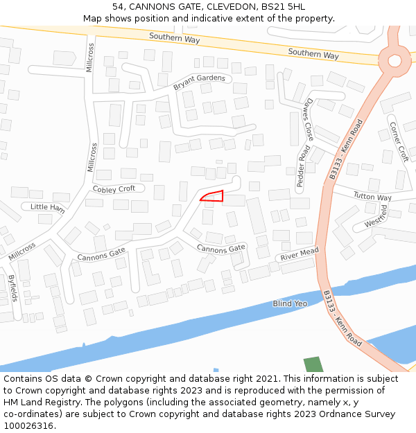 54, CANNONS GATE, CLEVEDON, BS21 5HL: Location map and indicative extent of plot