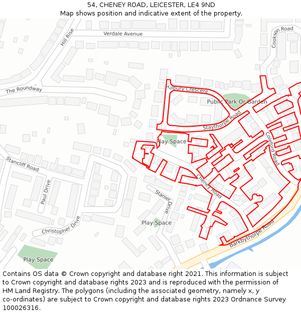 54, CHENEY ROAD, LEICESTER, LE4 9ND: Location map and indicative extent of plot