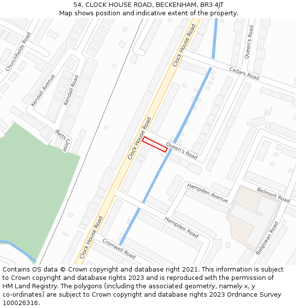 54, CLOCK HOUSE ROAD, BECKENHAM, BR3 4JT: Location map and indicative extent of plot