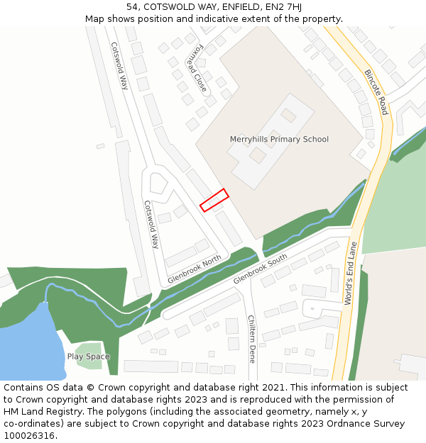 54, COTSWOLD WAY, ENFIELD, EN2 7HJ: Location map and indicative extent of plot