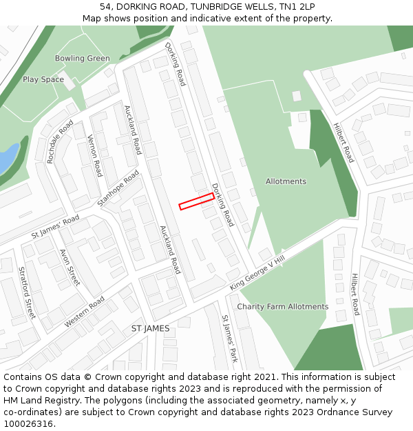 54, DORKING ROAD, TUNBRIDGE WELLS, TN1 2LP: Location map and indicative extent of plot