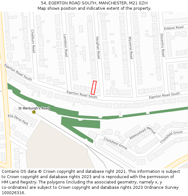 54, EGERTON ROAD SOUTH, MANCHESTER, M21 0ZH: Location map and indicative extent of plot