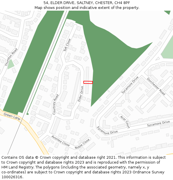 54, ELDER DRIVE, SALTNEY, CHESTER, CH4 8PF: Location map and indicative extent of plot