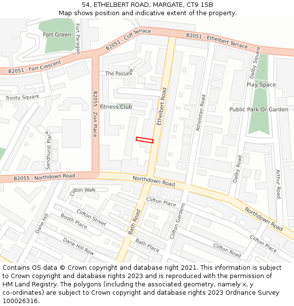 54, ETHELBERT ROAD, MARGATE, CT9 1SB: Location map and indicative extent of plot