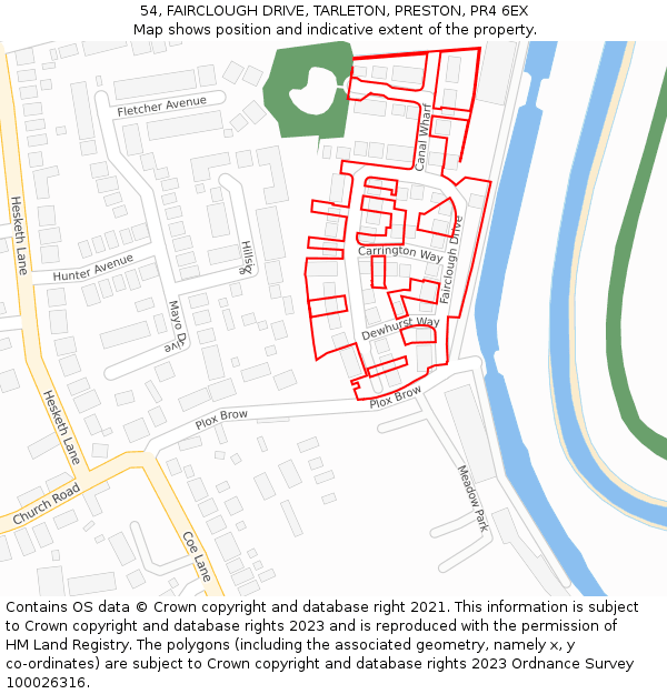 54, FAIRCLOUGH DRIVE, TARLETON, PRESTON, PR4 6EX: Location map and indicative extent of plot
