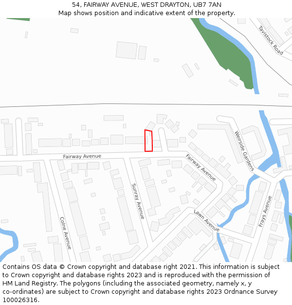 54, FAIRWAY AVENUE, WEST DRAYTON, UB7 7AN: Location map and indicative extent of plot