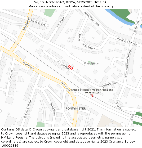 54, FOUNDRY ROAD, RISCA, NEWPORT, NP11 6AL: Location map and indicative extent of plot