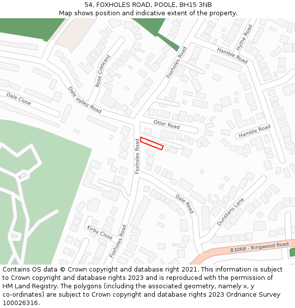 54, FOXHOLES ROAD, POOLE, BH15 3NB: Location map and indicative extent of plot