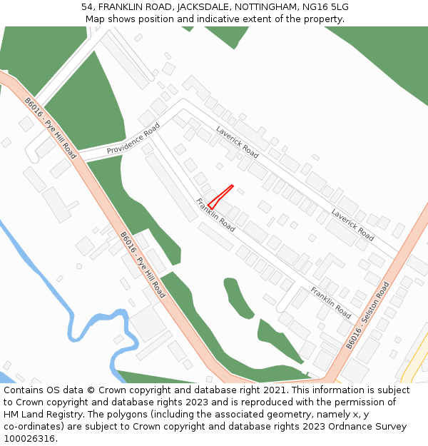 54, FRANKLIN ROAD, JACKSDALE, NOTTINGHAM, NG16 5LG: Location map and indicative extent of plot