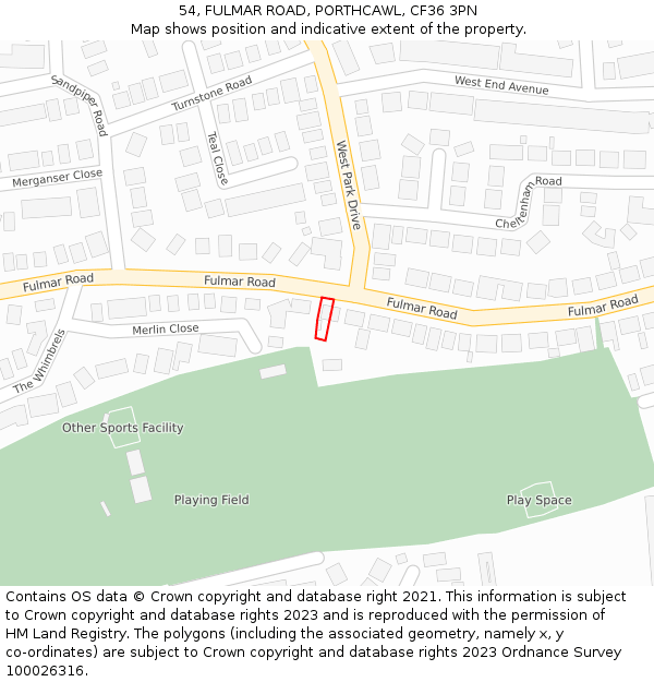54, FULMAR ROAD, PORTHCAWL, CF36 3PN: Location map and indicative extent of plot
