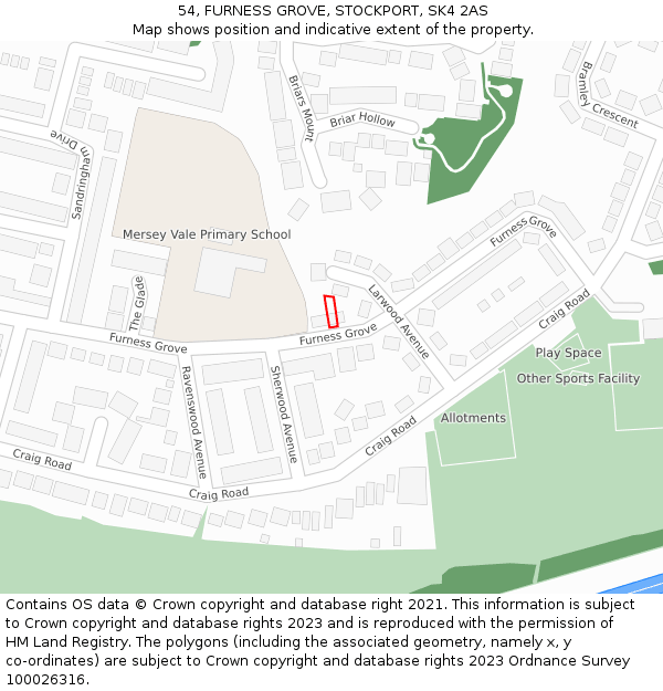 54, FURNESS GROVE, STOCKPORT, SK4 2AS: Location map and indicative extent of plot