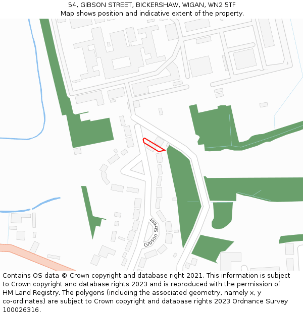 54, GIBSON STREET, BICKERSHAW, WIGAN, WN2 5TF: Location map and indicative extent of plot