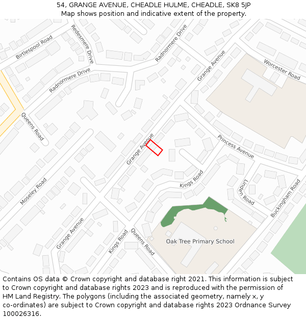 54, GRANGE AVENUE, CHEADLE HULME, CHEADLE, SK8 5JP: Location map and indicative extent of plot