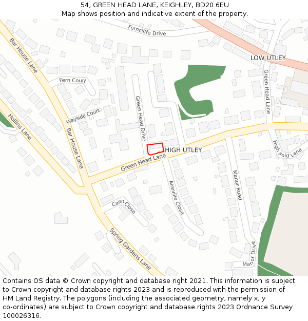 54, GREEN HEAD LANE, KEIGHLEY, BD20 6EU: Location map and indicative extent of plot