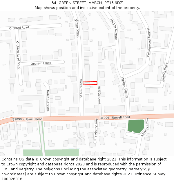 54, GREEN STREET, MARCH, PE15 9DZ: Location map and indicative extent of plot