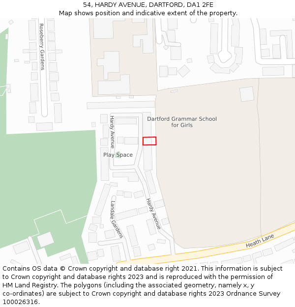 54, HARDY AVENUE, DARTFORD, DA1 2FE: Location map and indicative extent of plot