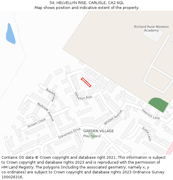 54, HELVELLYN RISE, CARLISLE, CA2 6QL: Location map and indicative extent of plot