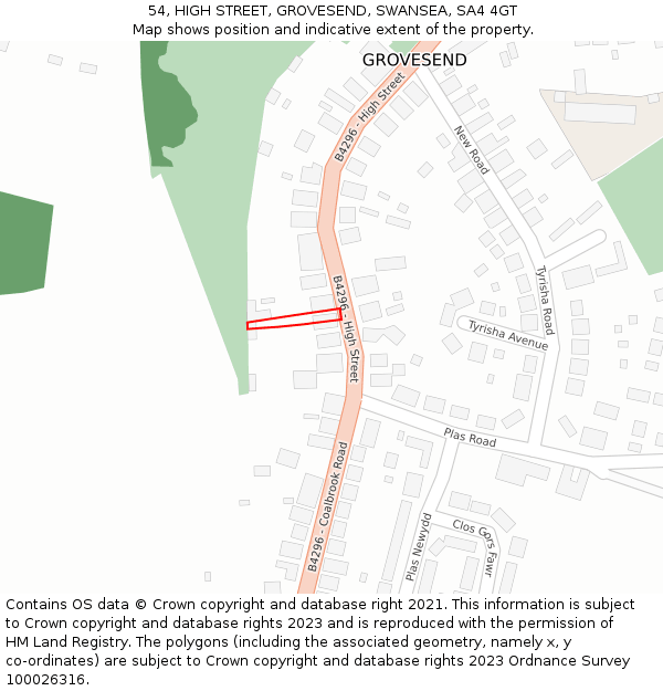 54, HIGH STREET, GROVESEND, SWANSEA, SA4 4GT: Location map and indicative extent of plot