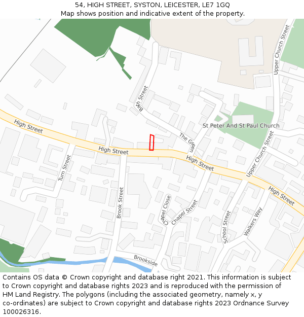 54, HIGH STREET, SYSTON, LEICESTER, LE7 1GQ: Location map and indicative extent of plot