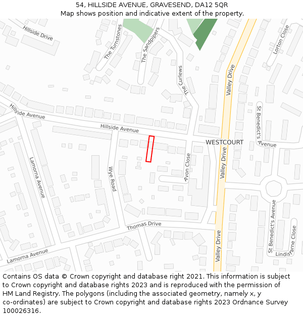 54, HILLSIDE AVENUE, GRAVESEND, DA12 5QR: Location map and indicative extent of plot