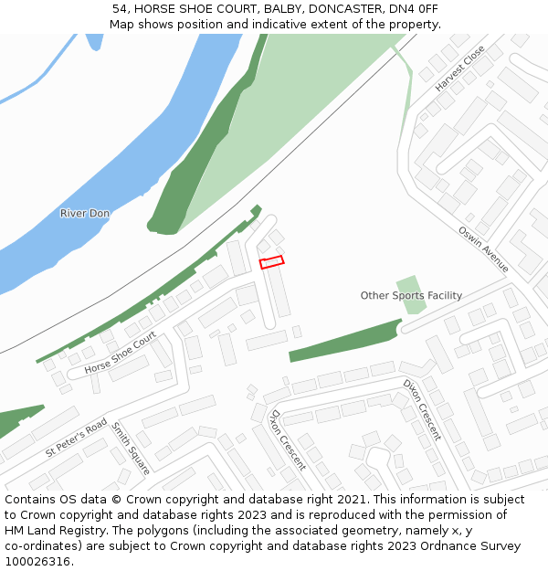 54, HORSE SHOE COURT, BALBY, DONCASTER, DN4 0FF: Location map and indicative extent of plot