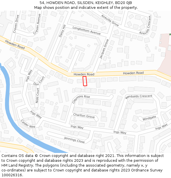 54, HOWDEN ROAD, SILSDEN, KEIGHLEY, BD20 0JB: Location map and indicative extent of plot