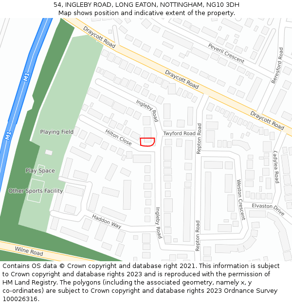 54, INGLEBY ROAD, LONG EATON, NOTTINGHAM, NG10 3DH: Location map and indicative extent of plot