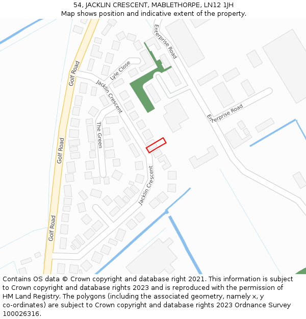 54, JACKLIN CRESCENT, MABLETHORPE, LN12 1JH: Location map and indicative extent of plot