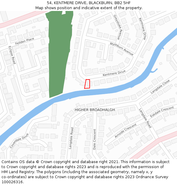 54, KENTMERE DRIVE, BLACKBURN, BB2 5HF: Location map and indicative extent of plot