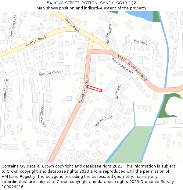 54, KING STREET, POTTON, SANDY, SG19 2QZ: Location map and indicative extent of plot