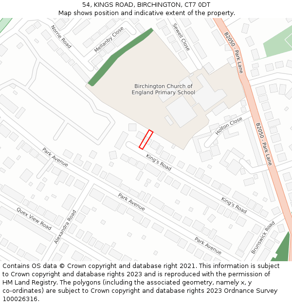 54, KINGS ROAD, BIRCHINGTON, CT7 0DT: Location map and indicative extent of plot