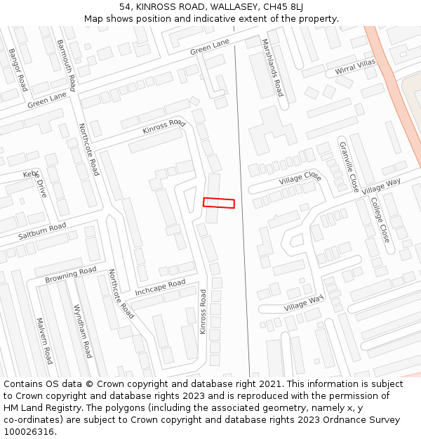 54, KINROSS ROAD, WALLASEY, CH45 8LJ: Location map and indicative extent of plot