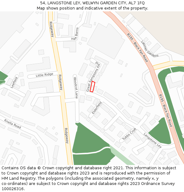 54, LANGSTONE LEY, WELWYN GARDEN CITY, AL7 1FQ: Location map and indicative extent of plot