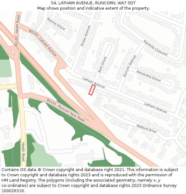 54, LATHAM AVENUE, RUNCORN, WA7 5DT: Location map and indicative extent of plot