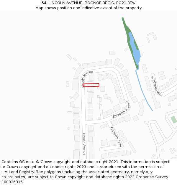 54, LINCOLN AVENUE, BOGNOR REGIS, PO21 3EW: Location map and indicative extent of plot