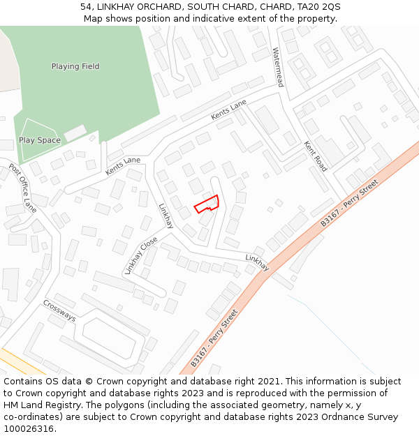 54, LINKHAY ORCHARD, SOUTH CHARD, CHARD, TA20 2QS: Location map and indicative extent of plot