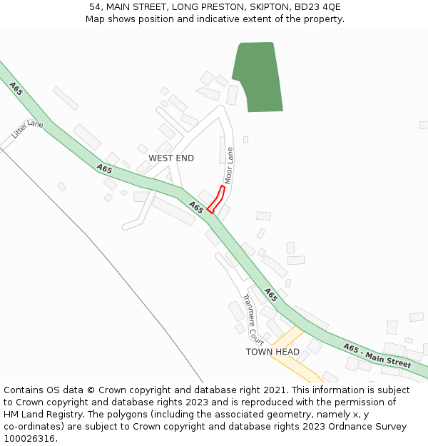54, MAIN STREET, LONG PRESTON, SKIPTON, BD23 4QE: Location map and indicative extent of plot