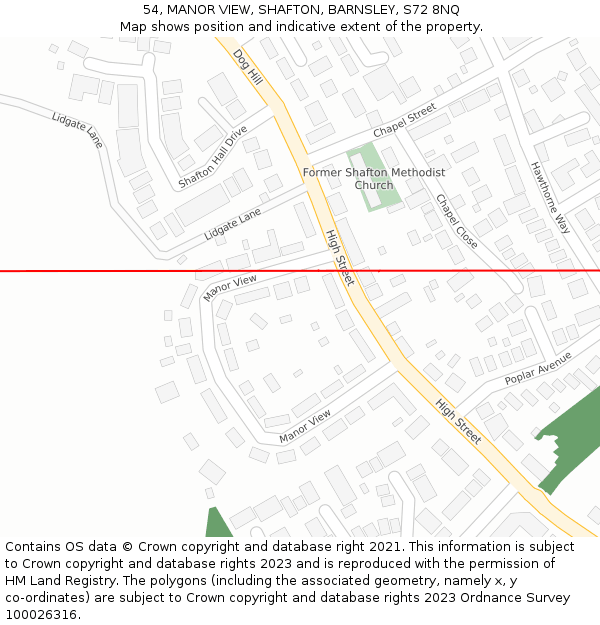 54, MANOR VIEW, SHAFTON, BARNSLEY, S72 8NQ: Location map and indicative extent of plot