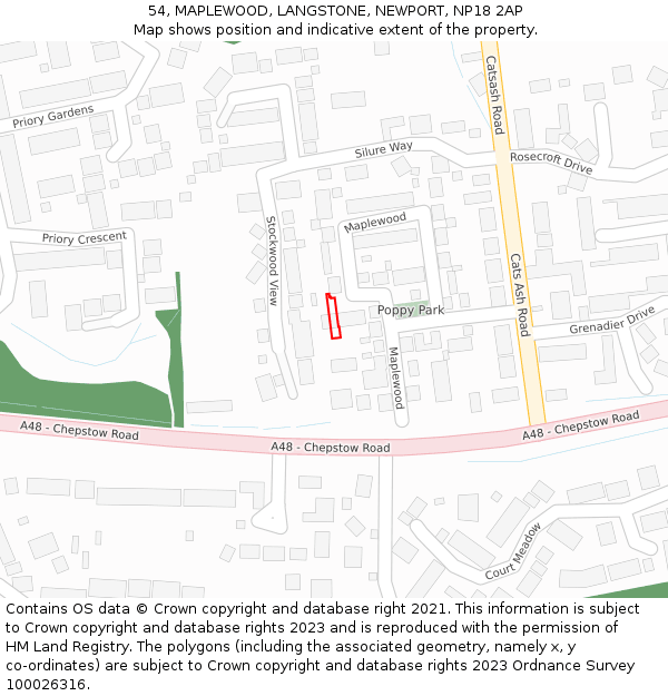54, MAPLEWOOD, LANGSTONE, NEWPORT, NP18 2AP: Location map and indicative extent of plot