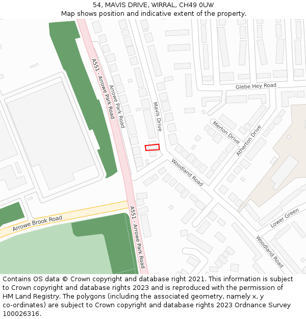 54, MAVIS DRIVE, WIRRAL, CH49 0UW: Location map and indicative extent of plot