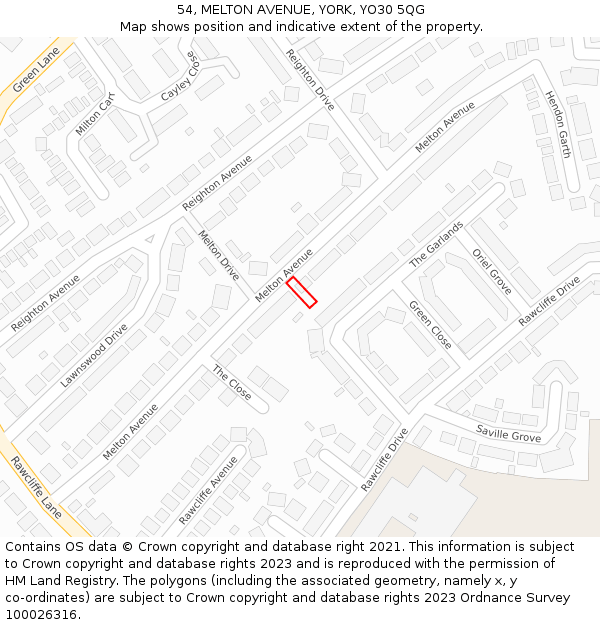 54, MELTON AVENUE, YORK, YO30 5QG: Location map and indicative extent of plot