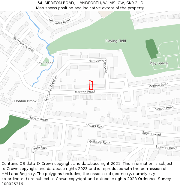 54, MERITON ROAD, HANDFORTH, WILMSLOW, SK9 3HD: Location map and indicative extent of plot