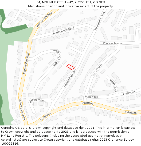 54, MOUNT BATTEN WAY, PLYMOUTH, PL9 9EB: Location map and indicative extent of plot